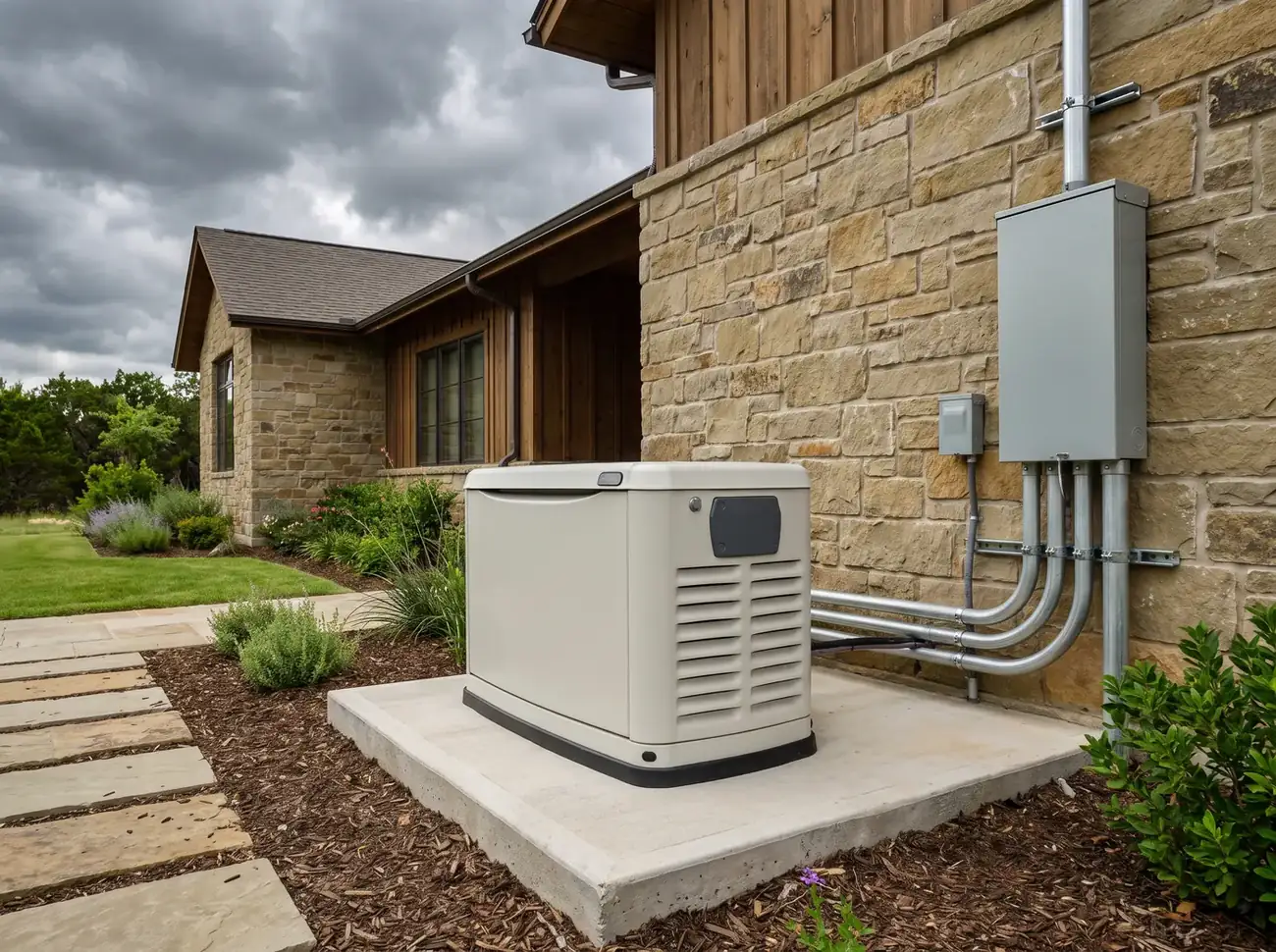 Standby generator professionally connected outside a home